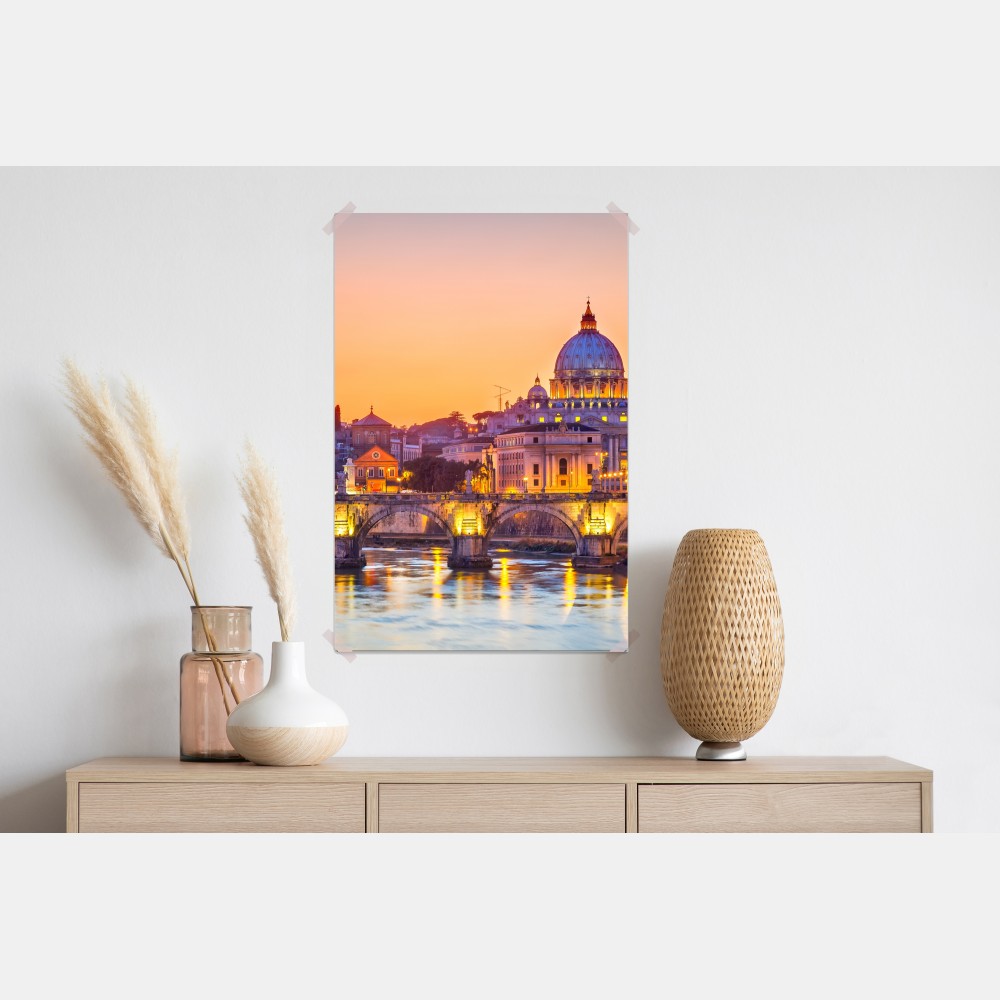 Poster sonnenuntergang über dem Petersdom und dem Tiber – Wallnifity® Poster sonnenuntergang über dem Petersdom und dem Tiber – Wallnifity®