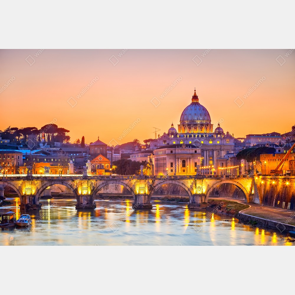 Poster sonnenuntergang über dem Petersdom und dem Tiber – Wallnifity® Poster sonnenuntergang über dem Petersdom und dem Tiber – Wallnifity®