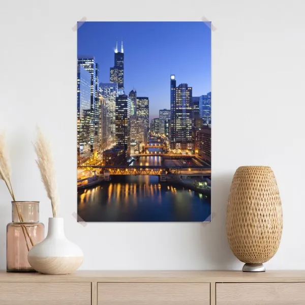 Poster Chicago skyline bei dämmerung – Wallnifity® Poster Chicago skyline bei dämmerung – Wallnifity®