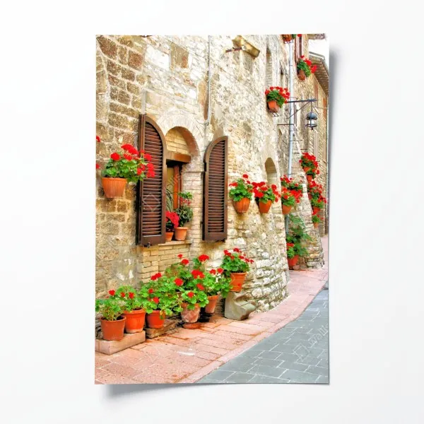 Poster herbstlicher waldpfad mit goldenen blättern – Wallnifity®