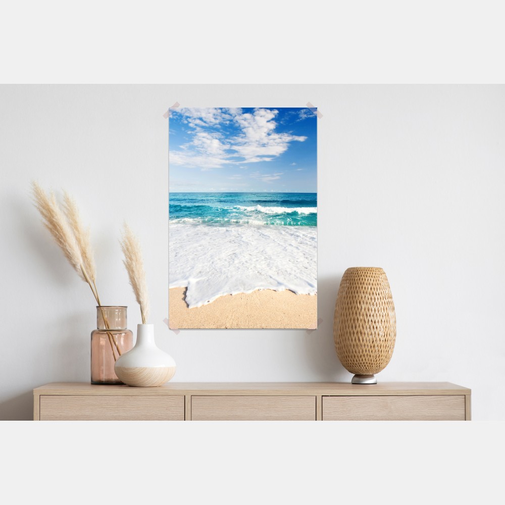 Poster türkisfarbene wellen am sandstrand – Wallnifity® Poster türkisfarbene wellen am sandstrand – Wallnifity®