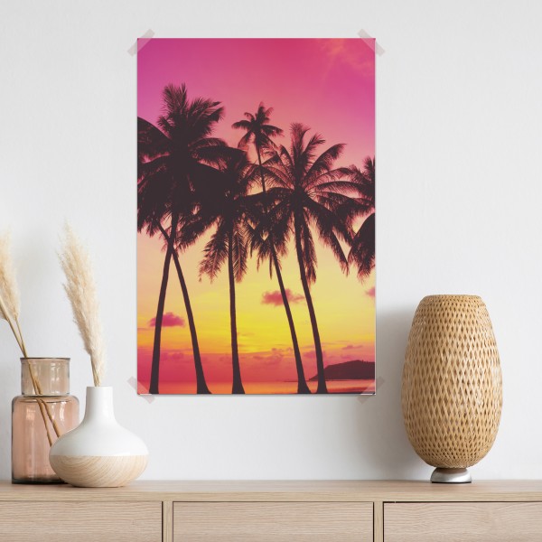 Poster tropischer sonnenuntergang mit palmen, Thailand – Wallnifity® Poster tropischer sonnenuntergang mit palmen, Thailand – Wallnifity®