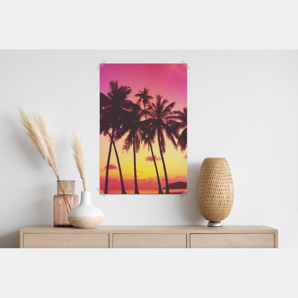 Poster tropischer sonnenuntergang mit palmen, Thailand – Wallnifity® Poster tropischer sonnenuntergang mit palmen, Thailand – Wallnifity®