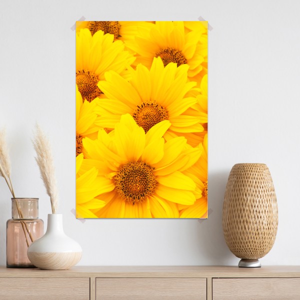 Poster leuchtende gelbe sonnenblumen in nahaufnahme – Wallnifity® Poster leuchtende gelbe sonnenblumen in nahaufnahme – Wallnifity®