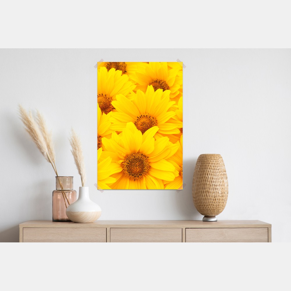 Poster leuchtende gelbe sonnenblumen in nahaufnahme – Wallnifity® Poster leuchtende gelbe sonnenblumen in nahaufnahme – Wallnifity®