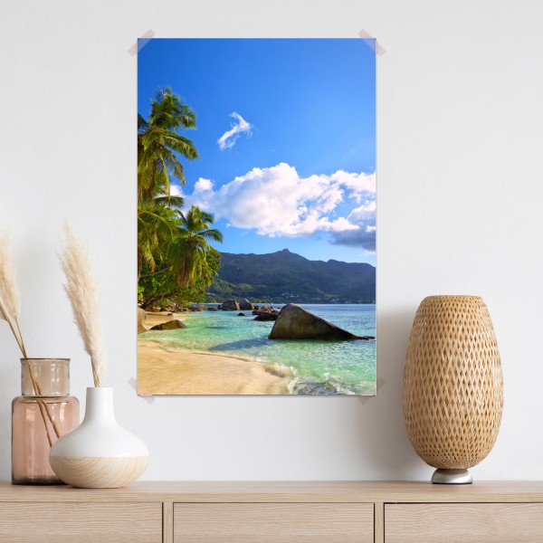 Poster tropischer strand auf Mahé – Wallnifity® Poster tropischer strand auf Mahé – Wallnifity®
