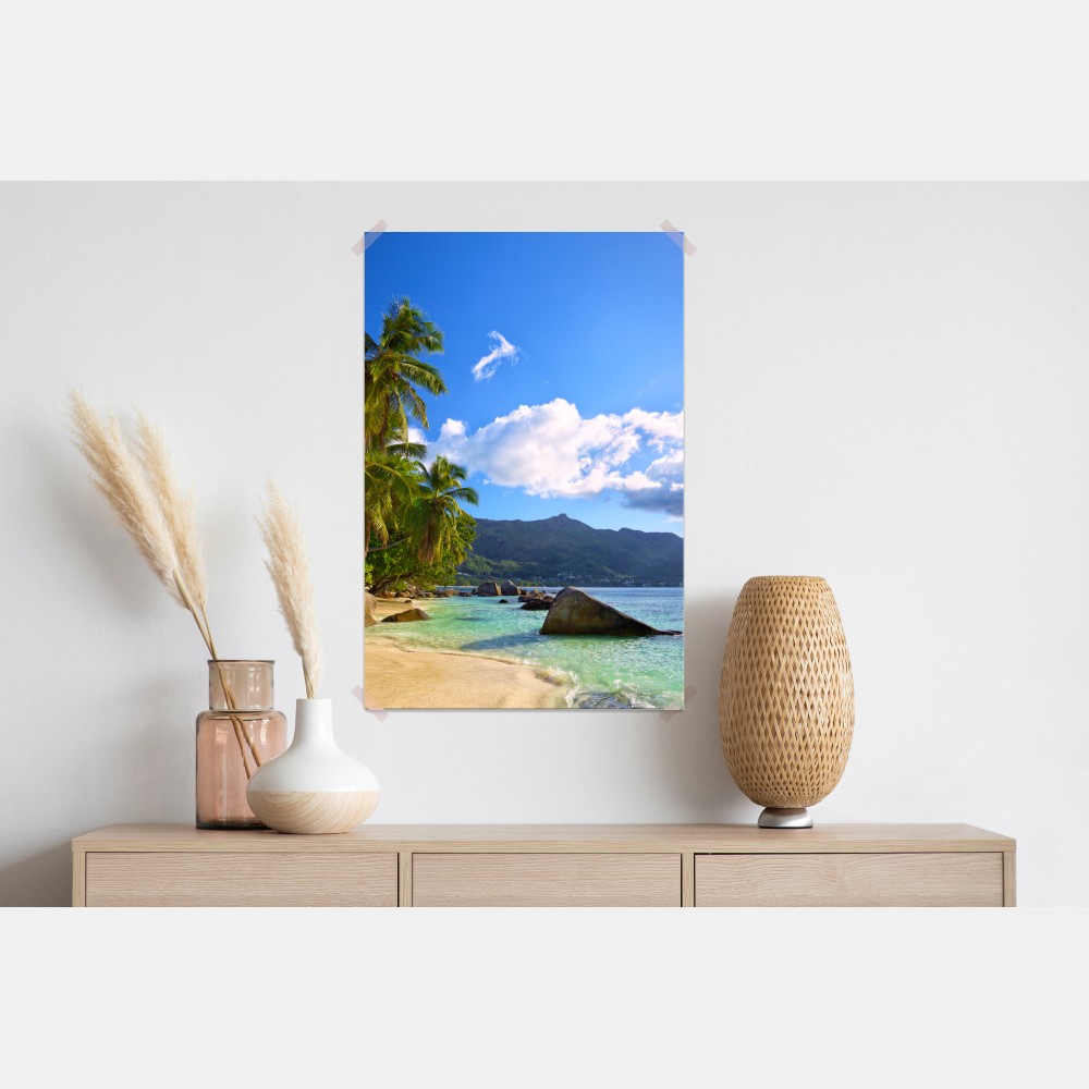 Poster tropischer strand auf Mahé – Wallnifity® Poster tropischer strand auf Mahé – Wallnifity®