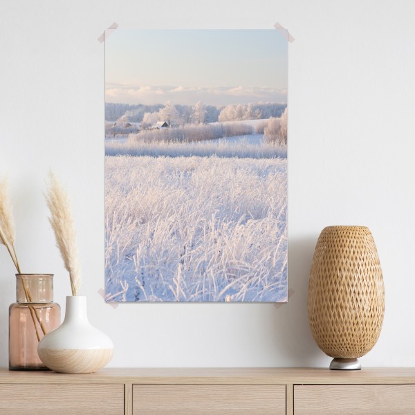 Poster wiese mit reif im morgenlicht – Wallnifity® Poster wiese mit reif im morgenlicht – Wallnifity®