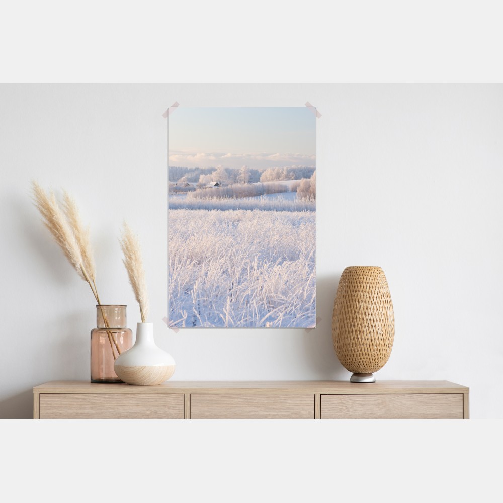 Poster wiese mit reif im morgenlicht – Wallnifity® Poster wiese mit reif im morgenlicht – Wallnifity®