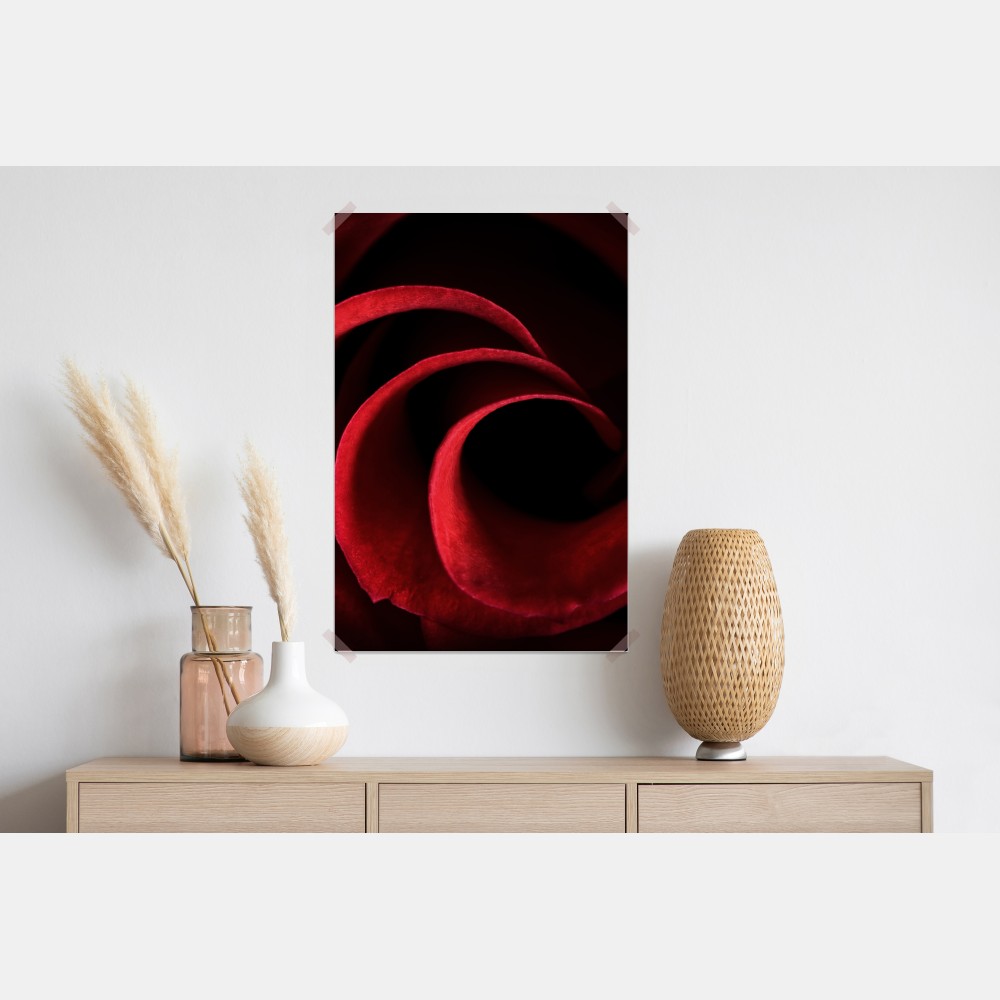 Poster spirale aus tiefroten rosenblättern – Wallnifity® Poster spirale aus tiefroten rosenblättern – Wallnifity®