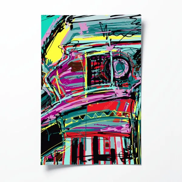 Poster moosiger wald mit bach im nebel – Wallnifity®