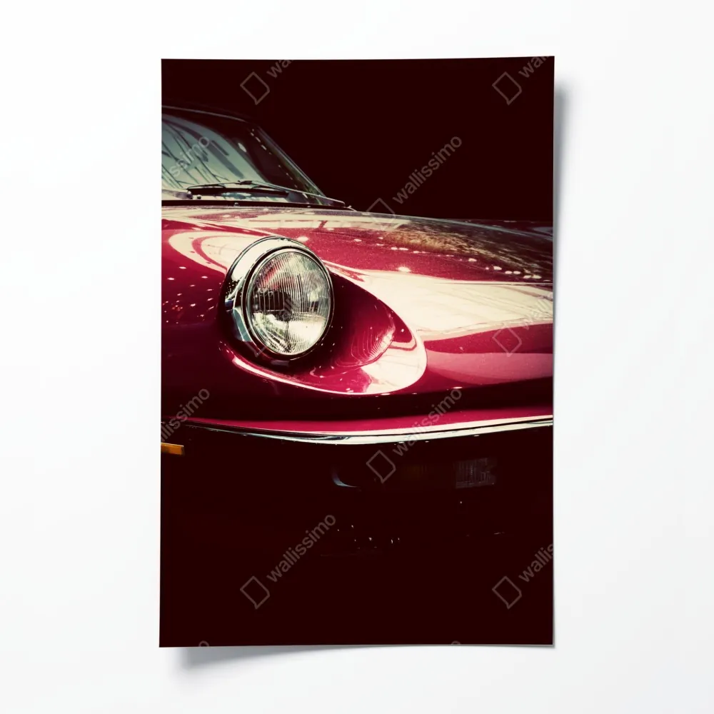 Poster nahaufnahme eines klassischen roten sportwagens – Wallnifity® Poster nahaufnahme eines klassischen roten sportwagens – Wallnifity®