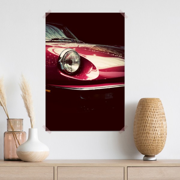 Poster nahaufnahme eines klassischen roten sportwagens – Wallnifity® Poster nahaufnahme eines klassischen roten sportwagens – Wallnifity®