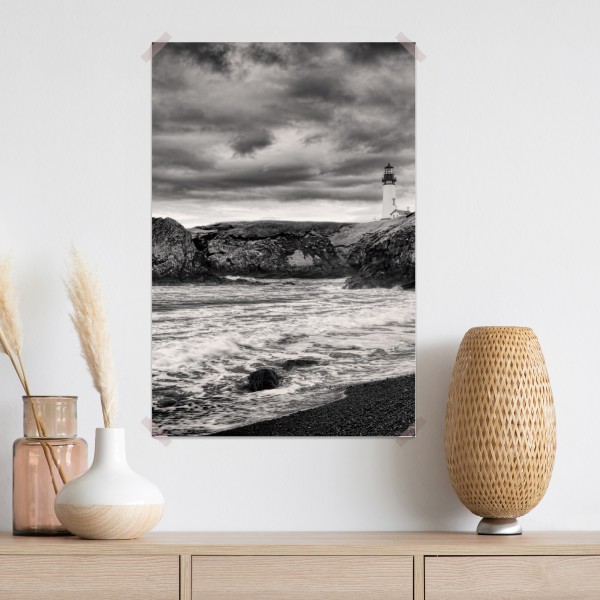 Poster leuchtturm Yaquina Bay an stürmischer küste – Wallnifity® Poster leuchtturm Yaquina Bay an stürmischer küste – Wallnifity®