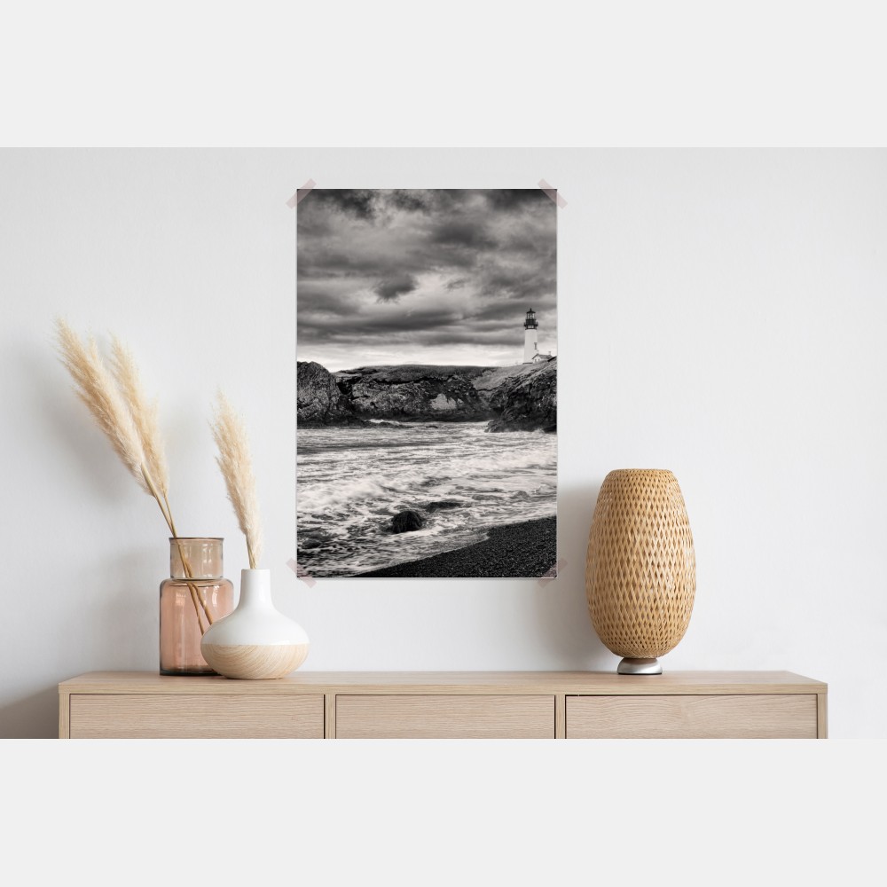 Poster leuchtturm Yaquina Bay an stürmischer küste – Wallnifity® Poster leuchtturm Yaquina Bay an stürmischer küste – Wallnifity®