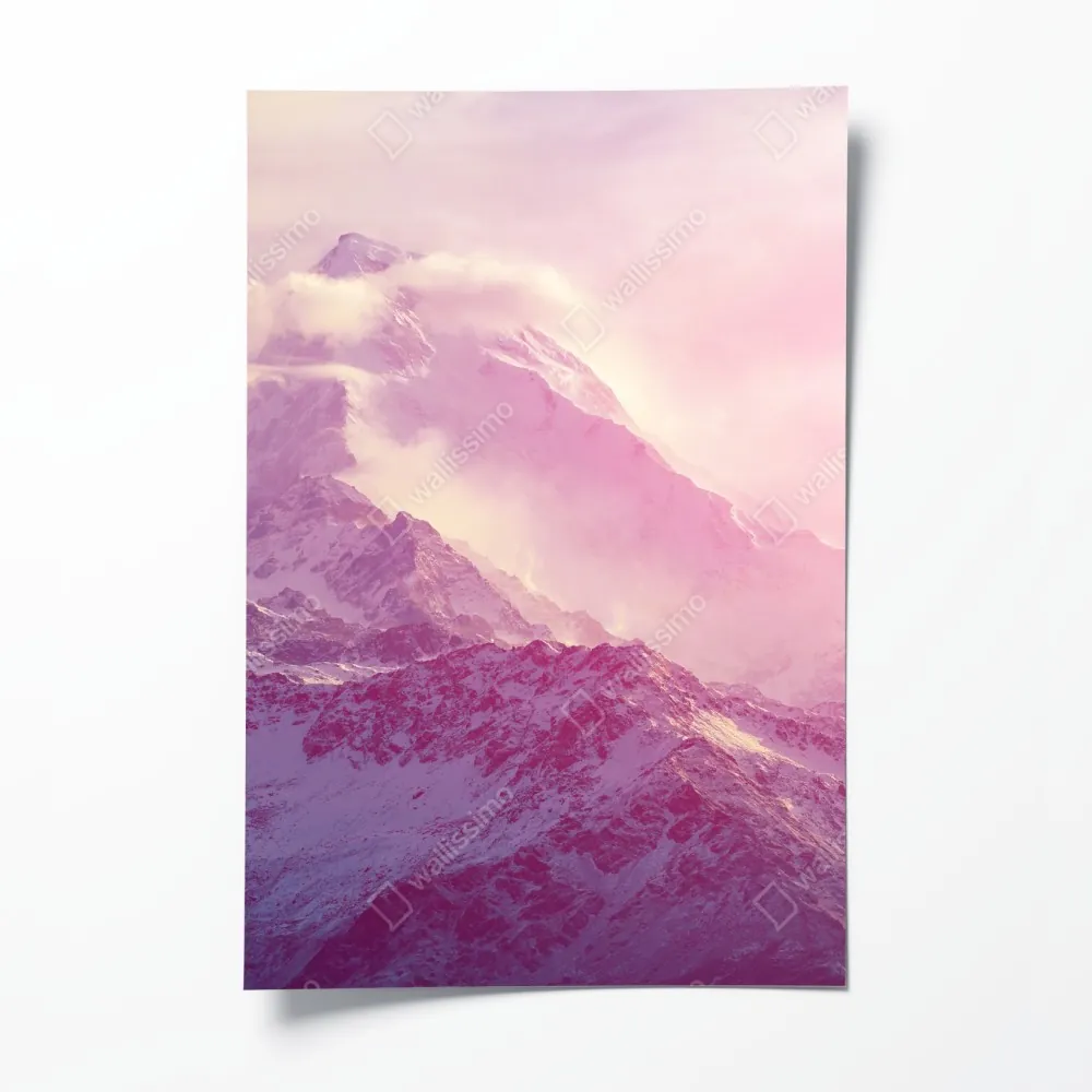 Poster pastellfarbener sonnenaufgang über den bergen – Wallnifity® Poster pastellfarbener sonnenaufgang über den bergen – Wallnifity®