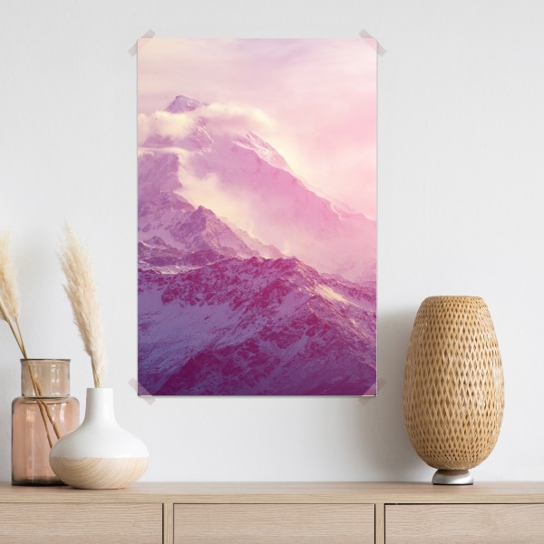 Poster pastellfarbener sonnenaufgang über den bergen – Wallnifity® Poster pastellfarbener sonnenaufgang über den bergen – Wallnifity®