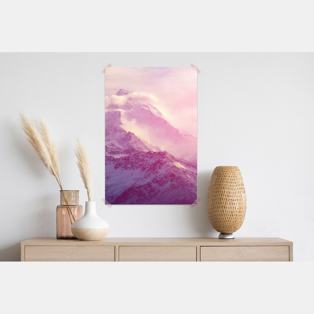 Poster pastellfarbener sonnenaufgang über den bergen – Wallnifity® Poster pastellfarbener sonnenaufgang über den bergen – Wallnifity®