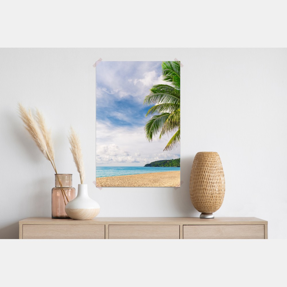 Poster tropischer strand in Phuket mit palme – Wallnifity®