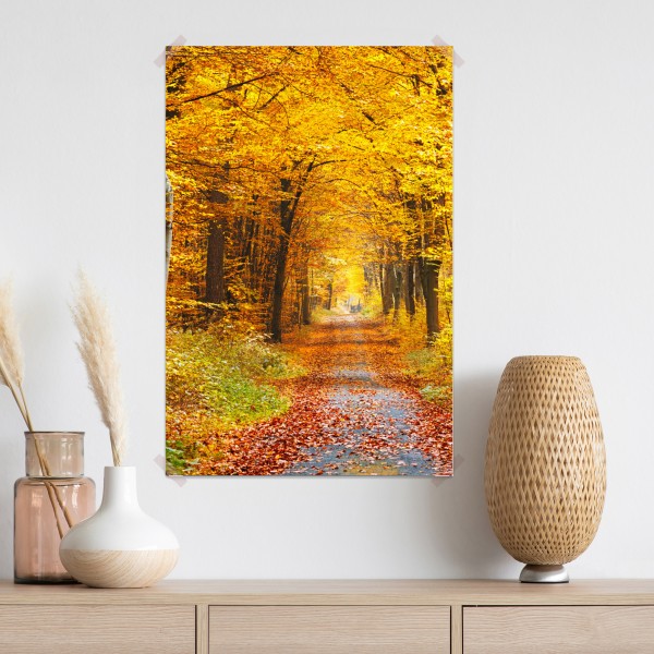 Poster goldener herbstwald pfad – Wallnifity® Poster goldener herbstwald pfad – Wallnifity®