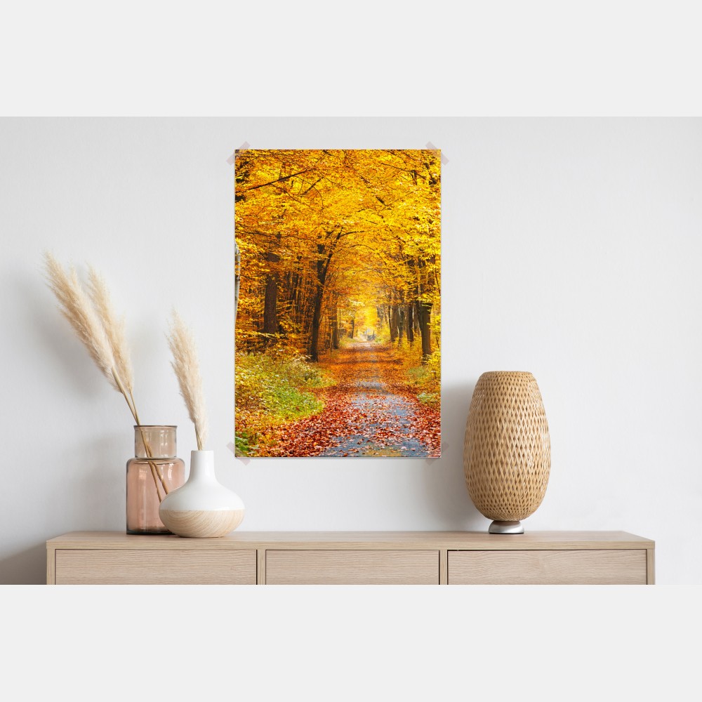 Poster goldener herbstwald pfad – Wallnifity® Poster goldener herbstwald pfad – Wallnifity®