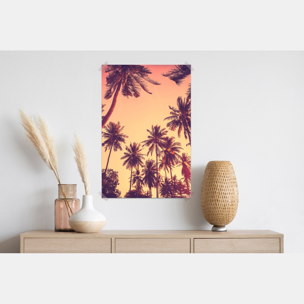Poster vintage tropischer sonnenuntergang mit palmen – Wallnifity® Poster vintage tropischer sonnenuntergang mit palmen – Wallnifity®