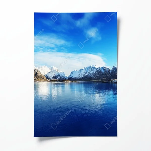 Poster ruhige winterliche fjordlandschaft in Reine, Lofoten – Wallnifity® Poster ruhige winterliche fjordlandschaft in Reine, Lofoten – Wallnifity®