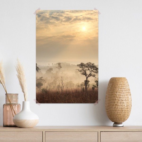 Poster Thailand sawanne bei sonnenaufgang – Wallnifity® Poster Thailand sawanne bei sonnenaufgang – Wallnifity®