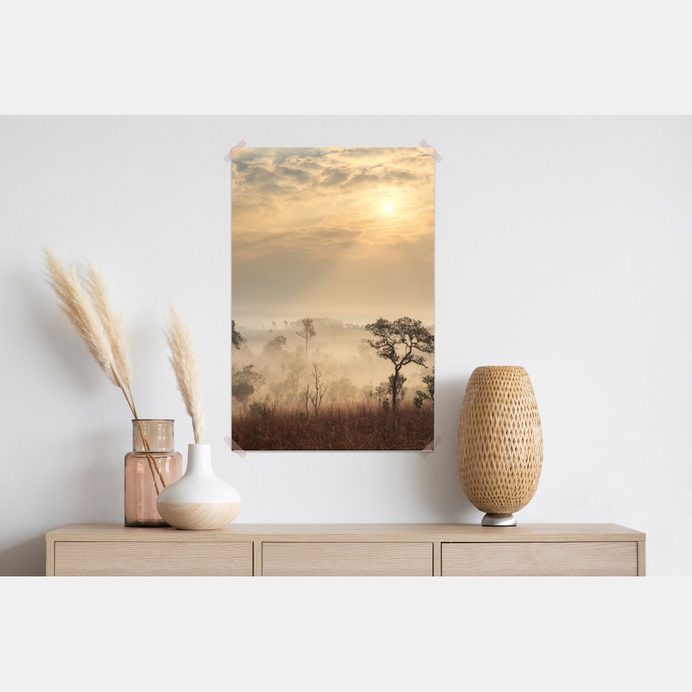 Poster Thailand sawanne bei sonnenaufgang – Wallnifity® Poster Thailand sawanne bei sonnenaufgang – Wallnifity®