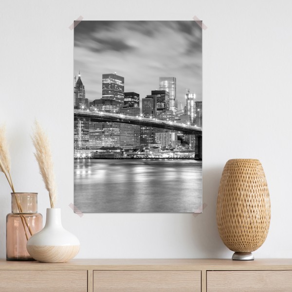 Poster schwarzweiß skyline von New York mit Brooklyn Bridge – Wallnifity® Poster schwarzweiß skyline von New York mit Brooklyn Bridge – Wallnifity®