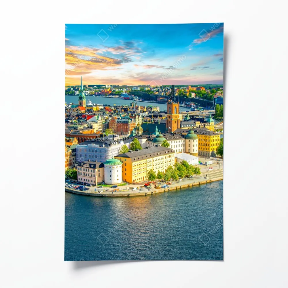 Poster lebendige stadtansicht von Stockholm bei sonnenuntergang – Wallnifity® Poster lebendige stadtansicht von Stockholm bei sonnenuntergang – Wallnifity®