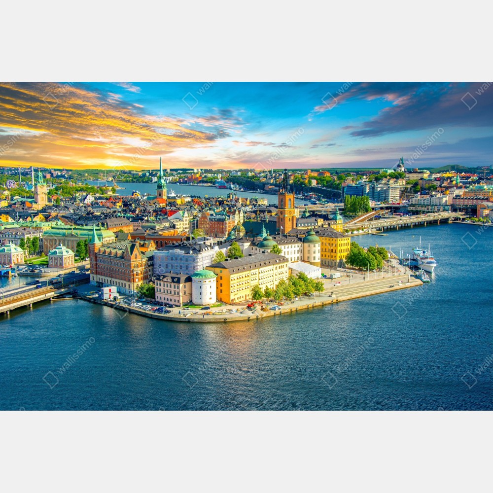 Poster lebendige stadtansicht von Stockholm bei sonnenuntergang – Wallnifity® Poster lebendige stadtansicht von Stockholm bei sonnenuntergang – Wallnifity®