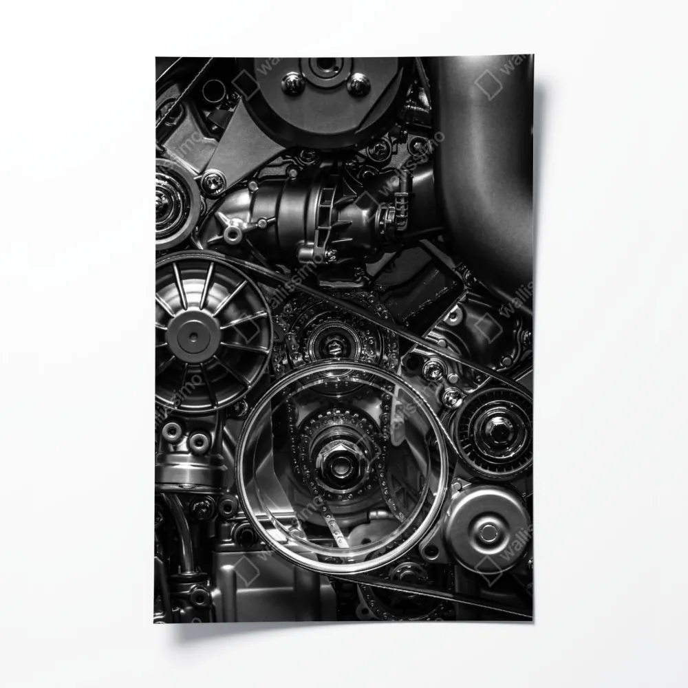 Poster präzise motor-nahaufnahme im industrial-stil – Wallnifity® Poster präzise motor-nahaufnahme im industrial-stil – Wallnifity®