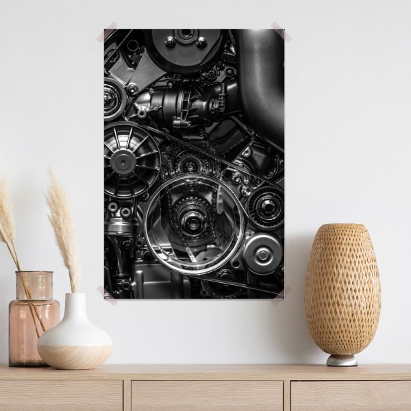 Poster präzise motor-nahaufnahme im industrial-stil – Wallnifity® Poster präzise motor-nahaufnahme im industrial-stil – Wallnifity®