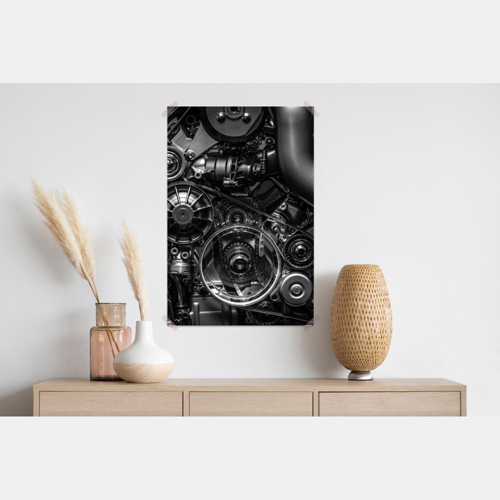 Poster präzise motor-nahaufnahme im industrial-stil – Wallnifity® Poster präzise motor-nahaufnahme im industrial-stil – Wallnifity®