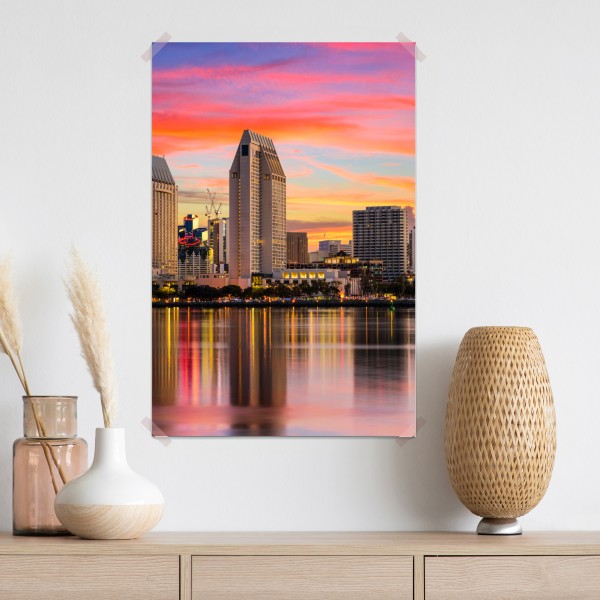 Poster San Diego skyline bei sonnenuntergang – Wallnifity® Poster San Diego skyline bei sonnenuntergang – Wallnifity®