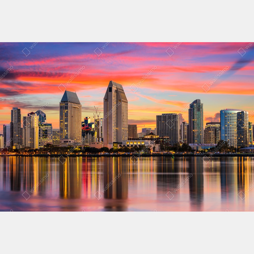 Poster San Diego skyline bei sonnenuntergang – Wallnifity® Poster San Diego skyline bei sonnenuntergang – Wallnifity®