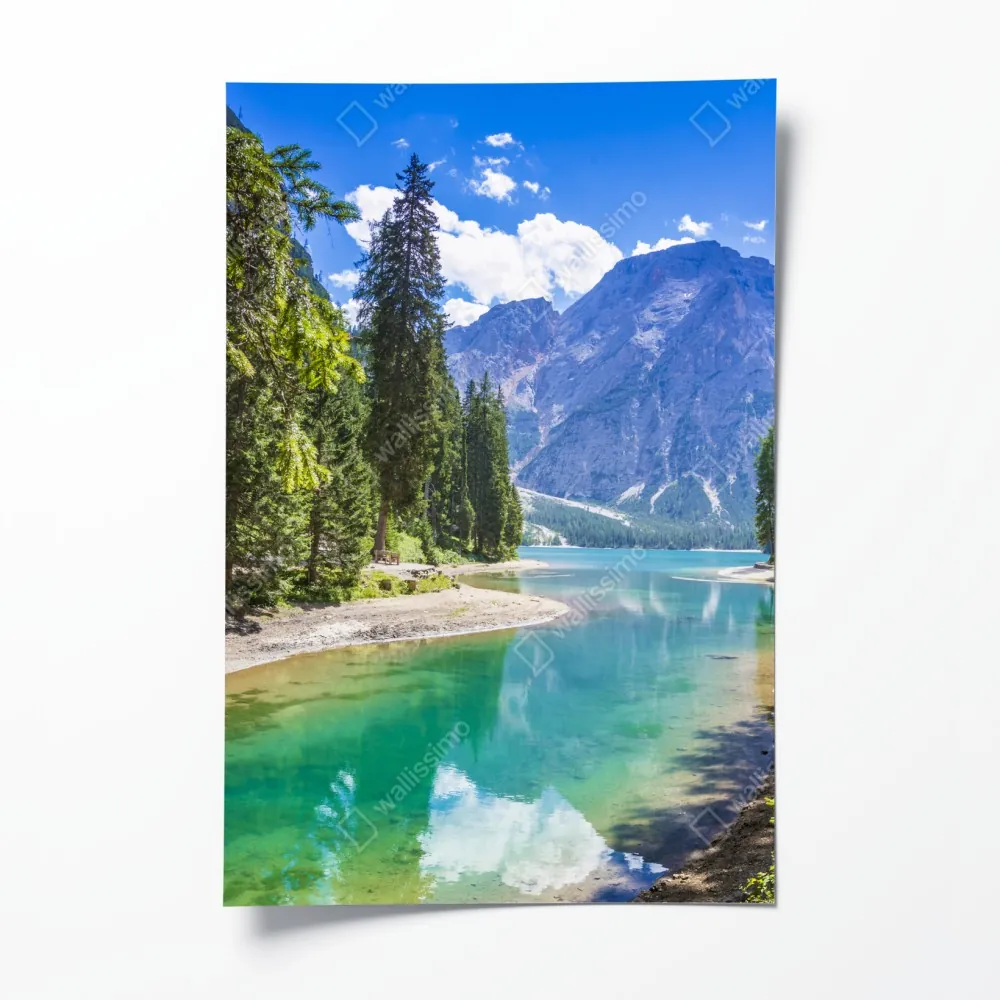Poster Pragser Wildsee türkisblauer bergsee – Wallnifity® Poster Pragser Wildsee türkisblauer bergsee – Wallnifity®