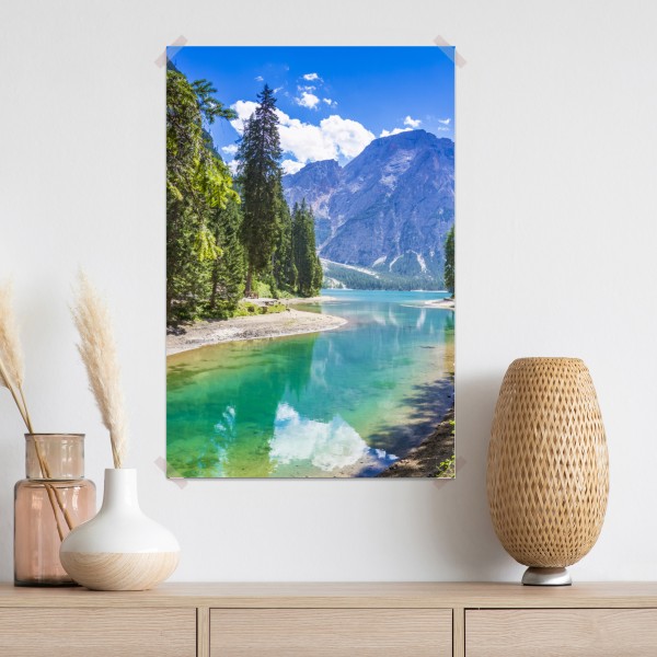 Poster Pragser Wildsee türkisblauer bergsee – Wallnifity® Poster Pragser Wildsee türkisblauer bergsee – Wallnifity®