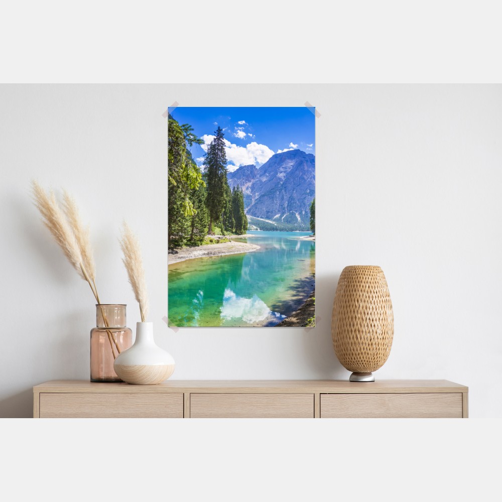 Poster Pragser Wildsee türkisblauer bergsee – Wallnifity® Poster Pragser Wildsee türkisblauer bergsee – Wallnifity®