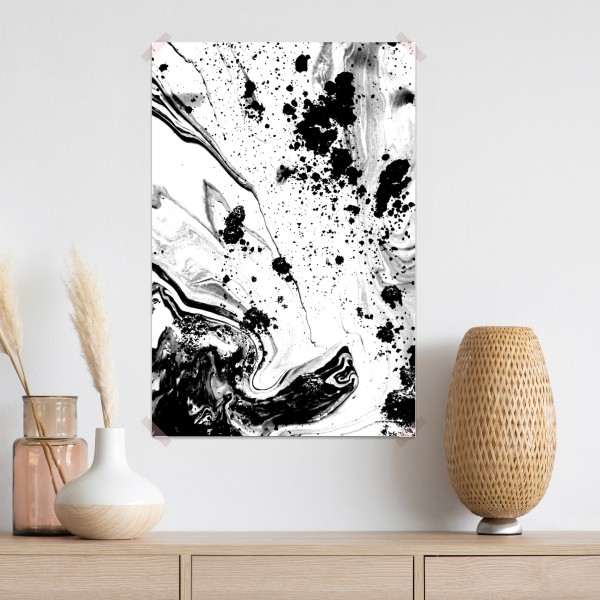 Poster monochromes marmormuster abstrakt – Wallnifity®