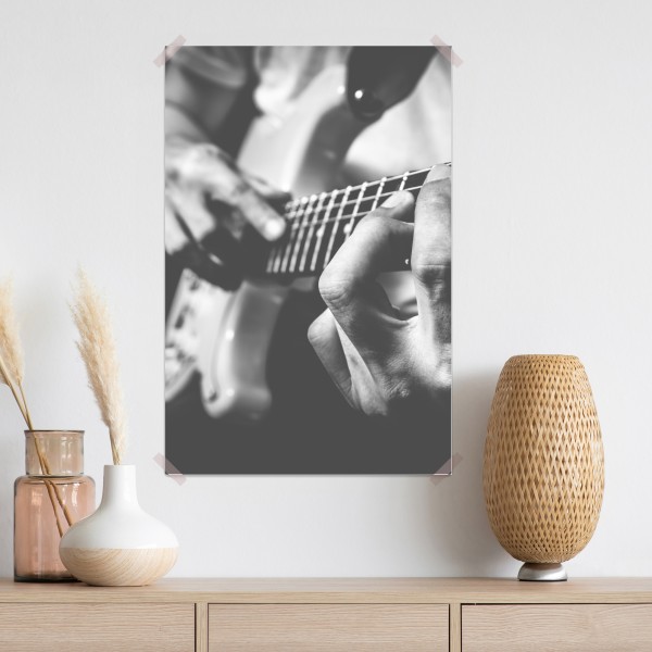 Poster monochrome gitarre nahaufnahme – Wallnifity® Poster monochrome gitarre nahaufnahme – Wallnifity®