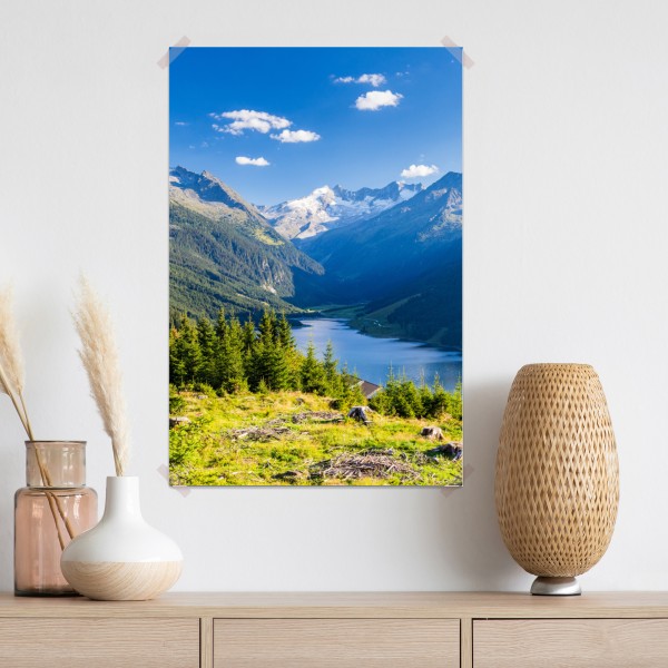 Poster ruhiges tal mit alpensee – Wallnifity® Poster ruhiges tal mit alpensee – Wallnifity®
