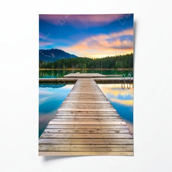 Poster sonnige bergwiese bei sonnenaufgang – Wallnifity®