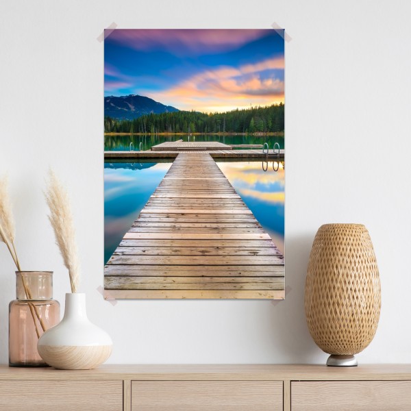 Poster ruhiger bergsee im sonnenuntergang – Wallnifity® Poster ruhiger bergsee im sonnenuntergang – Wallnifity®