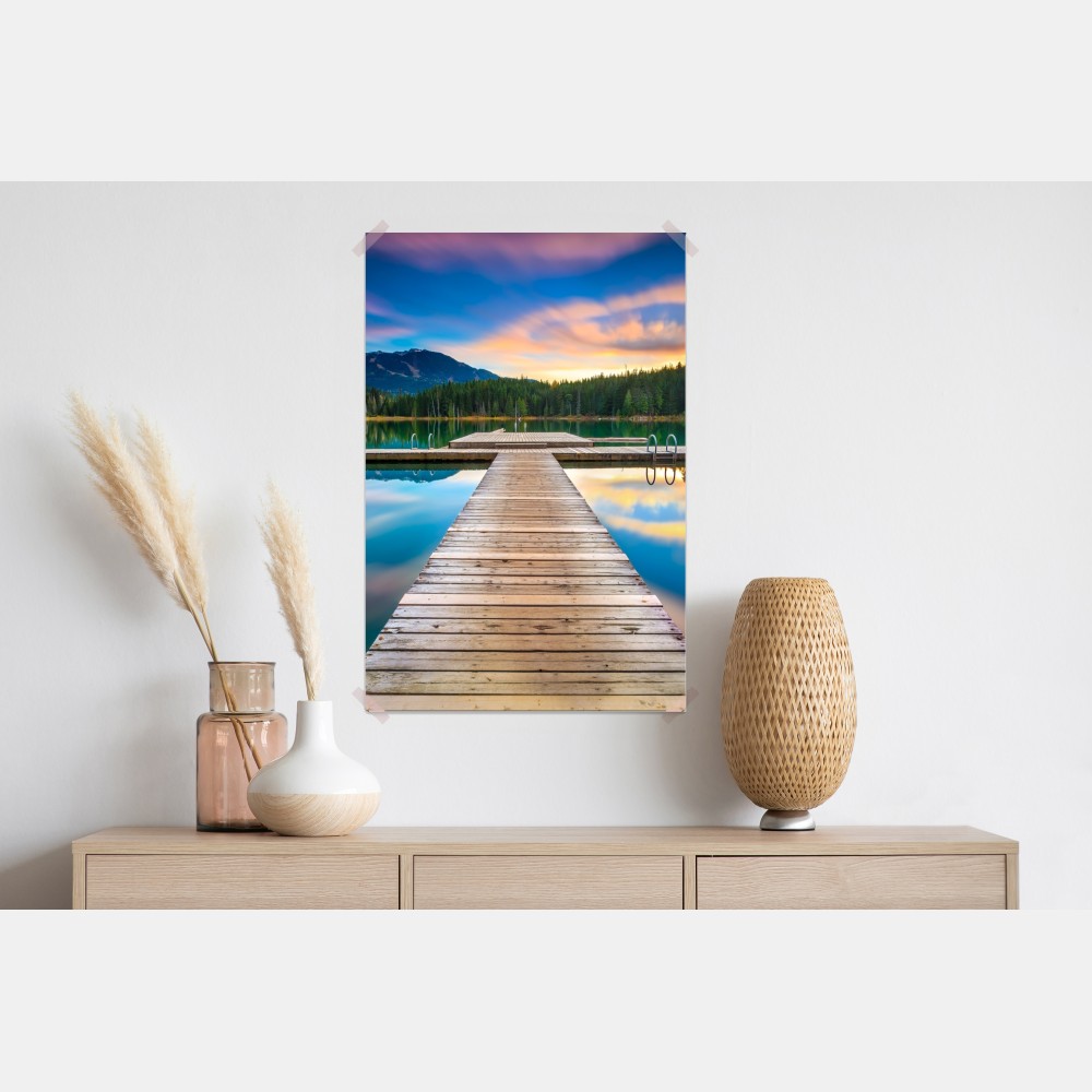 Poster ruhiger bergsee im sonnenuntergang – Wallnifity® Poster ruhiger bergsee im sonnenuntergang – Wallnifity®