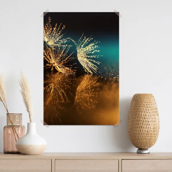 Poster goldene reflexion von löwenzahnsamen – Wallnifity® Poster goldene reflexion von löwenzahnsamen – Wallnifity®