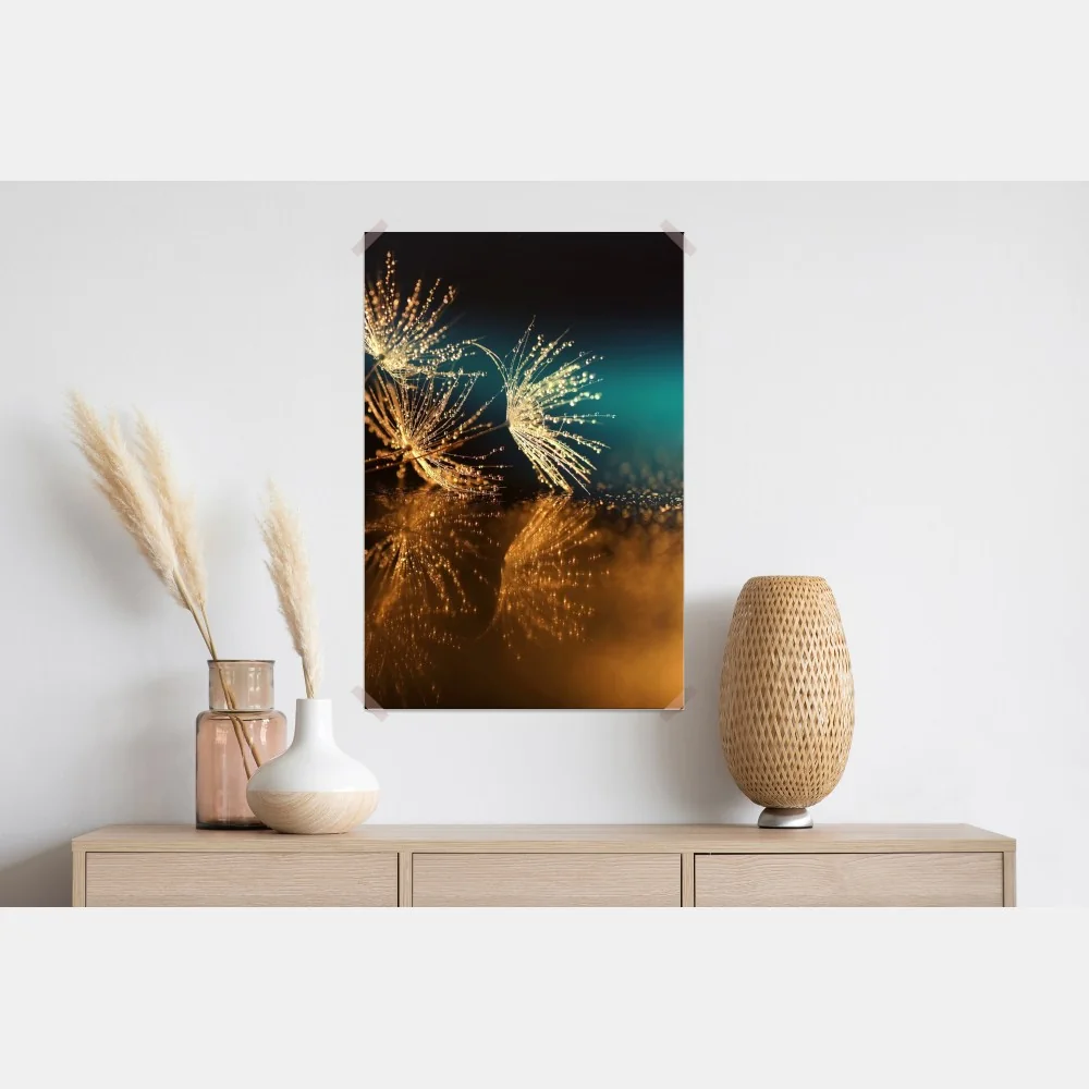 Poster goldene reflexion von löwenzahnsamen – Wallnifity® Poster goldene reflexion von löwenzahnsamen – Wallnifity®