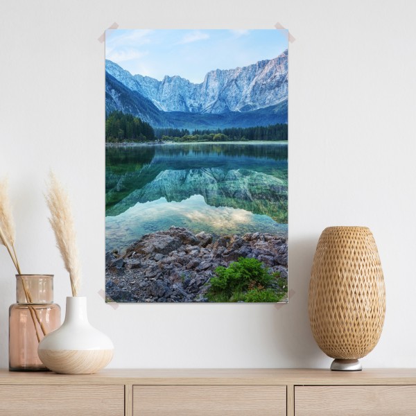 Poster früher morgen am See Fusine, Julische Alpen – Wallnifity® Poster früher morgen am See Fusine, Julische Alpen – Wallnifity®