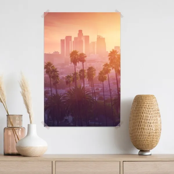 Poster Los Angeles goldener sonnenuntergang über der skyline – Wallnifity® Poster Los Angeles goldener sonnenuntergang über der skyline – Wallnifity®